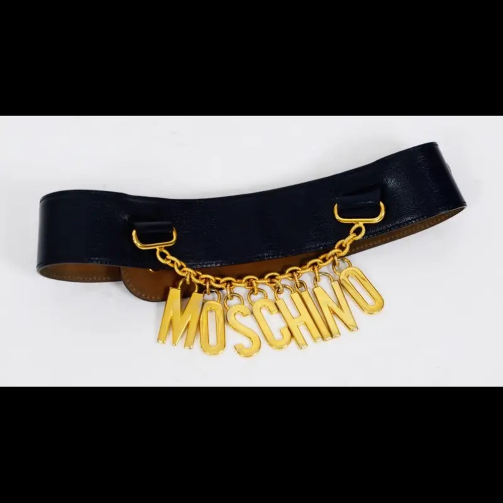 Vintage Moschino Belt with Dangling logo
